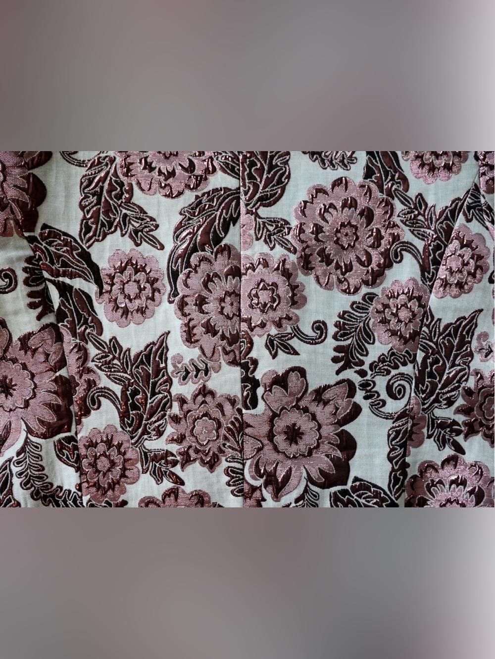 Preston & York Metallic Floral Brocade Jacket Open Front Shoulder Pads Womens 16 - Picture 3 of 15